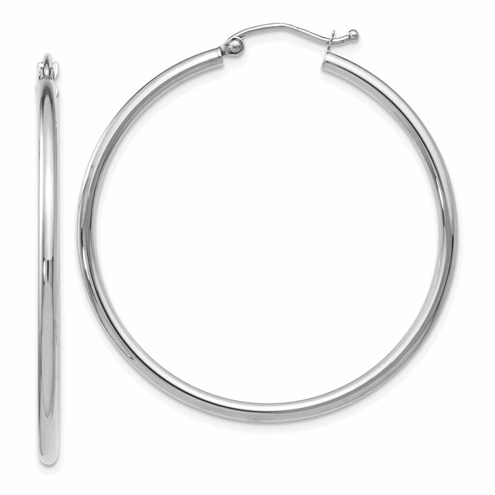 Lovely Rita's Earrings 10kt White Gold Polished Hinged Hoop Earrings