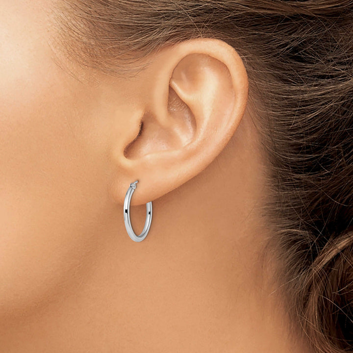 Lovely Rita's Earrings 10kt White Gold Polished Hinged Hoop Earrings