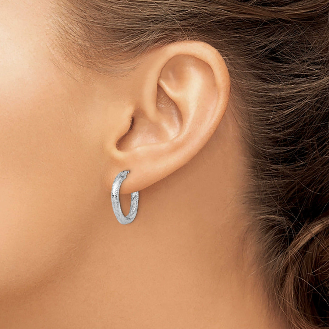 Lovely Rita's Earrings 10kt White Gold Textured Hinged Hoop Earrings