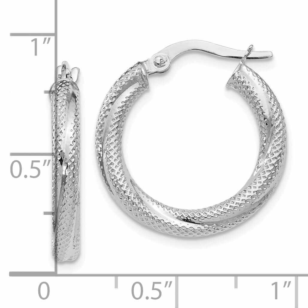 Lovely Rita's Earrings 10kt White Gold Textured Hinged Hoop Earrings