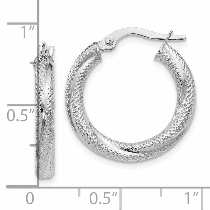 Lovely Rita's Earrings 10kt White Gold Textured Hinged Hoop Earrings