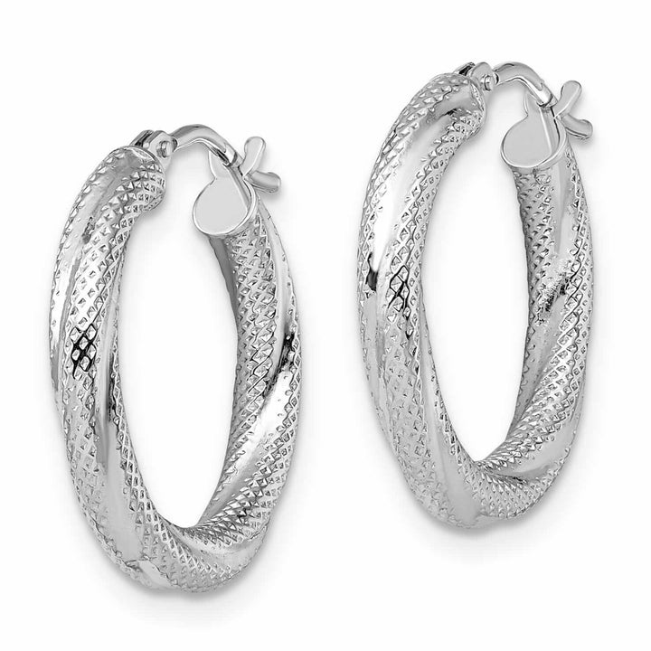 Lovely Rita's Earrings 10kt White Gold Textured Hinged Hoop Earrings
