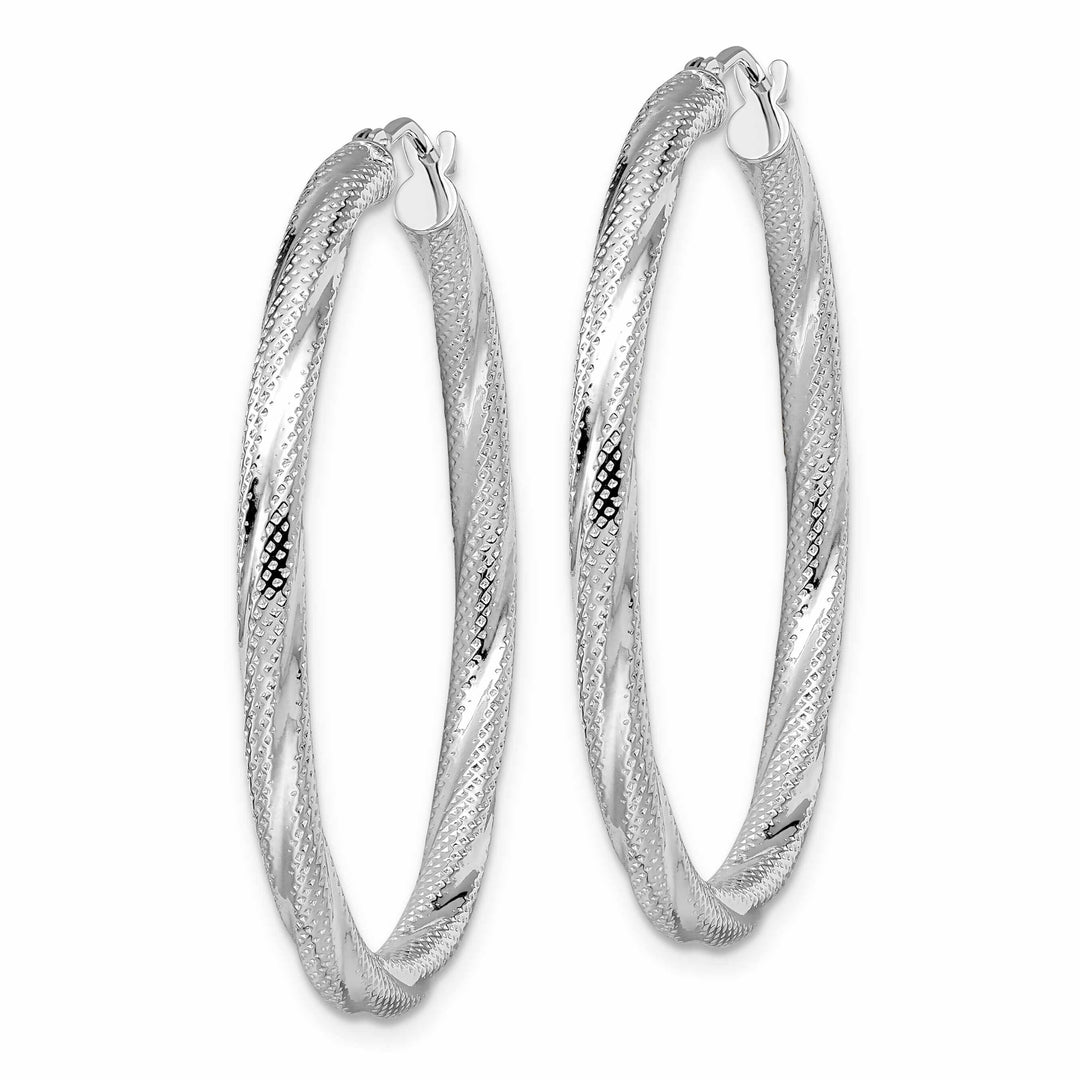 Lovely Rita's Earrings 10kt White Gold Twisted Hinged Hoop Earrings