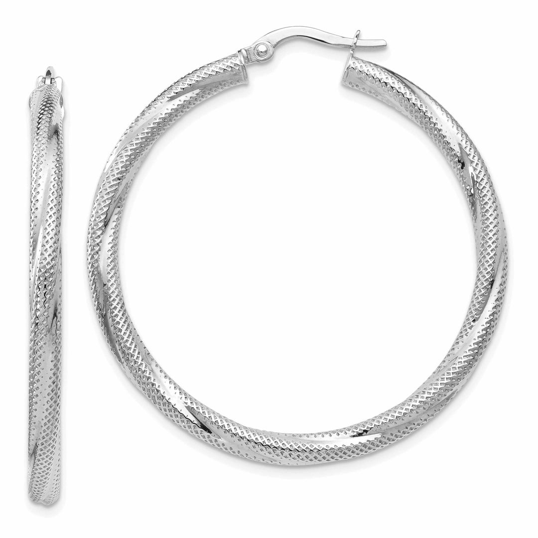 Lovely Rita's Earrings 10kt White Gold Twisted Hinged Hoop Earrings