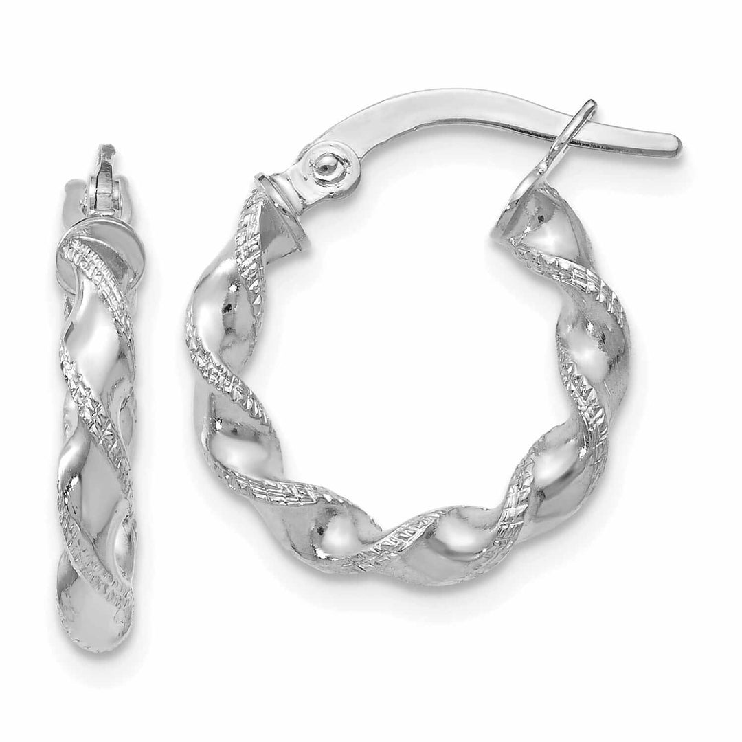 Lovely Rita's Earrings 10kt White Gold Twisted Hinged Hoop Earrings