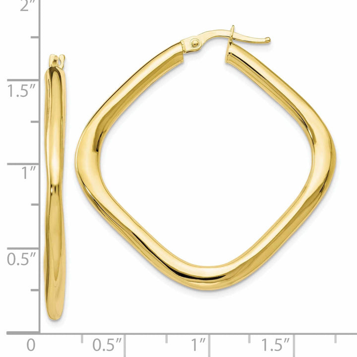 Lovely Rita's Earrings 10kt Yellow Gold Large Square Hoop Earrings
