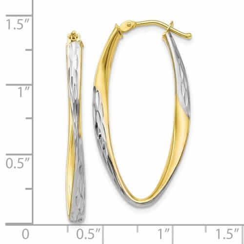 Lovely Rita's Earrings 10kt Yellow Gold White Rhodium D.C Hoop Earrings