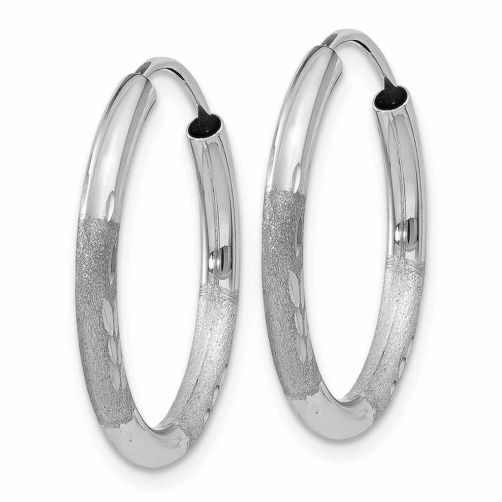 Lovely Rita's Earrings 14 White Gold Diamond Cut Endless Hoop Earrings 2mm x 18mm
