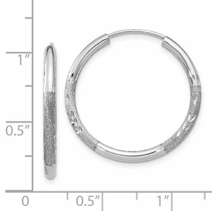 Lovely Rita's Earrings 14 White Gold Diamond Cut Endless Hoop Earrings 2mm x 21mm