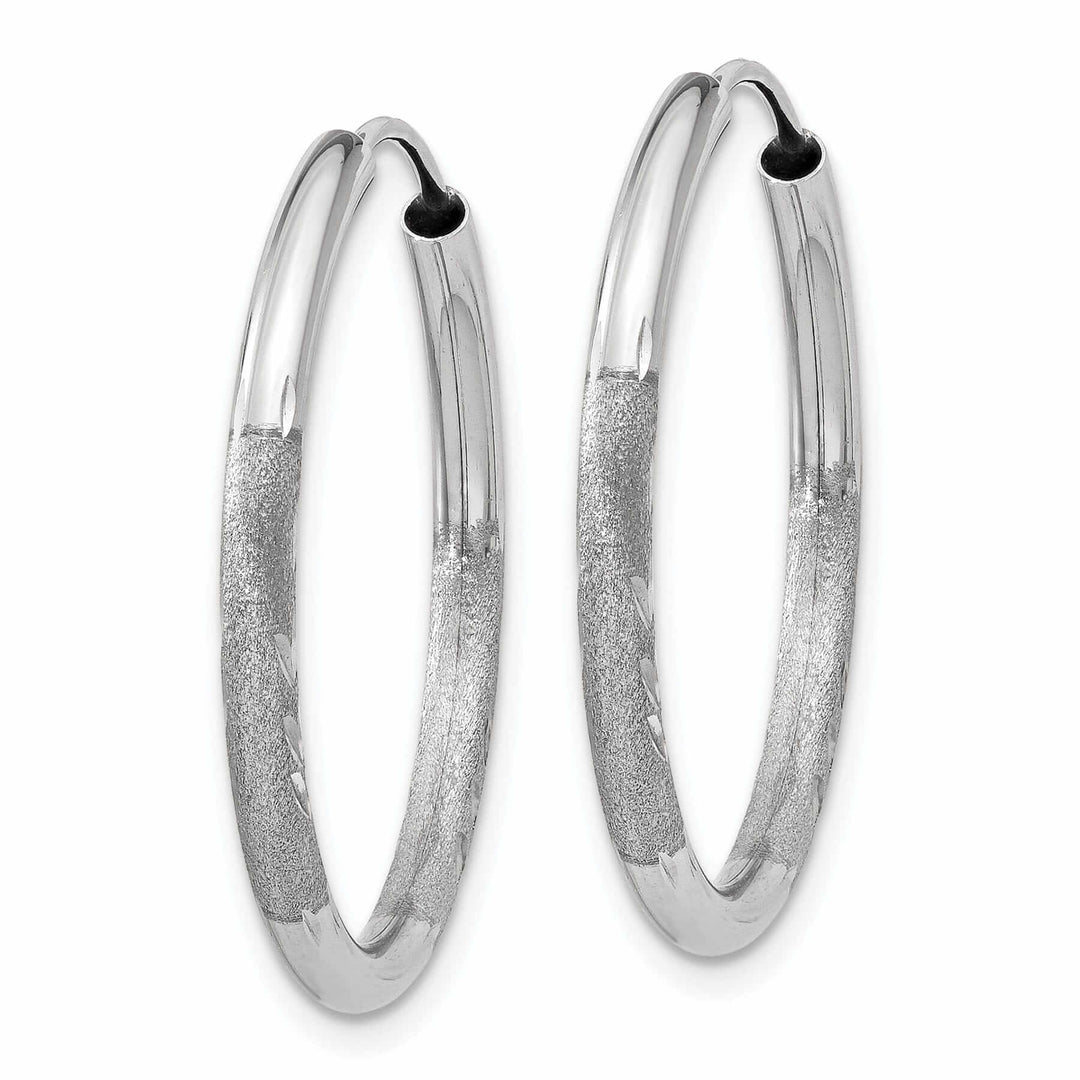Lovely Rita's Earrings 14 White Gold Diamond Cut Endless Hoop Earrings 2mm x 21mm