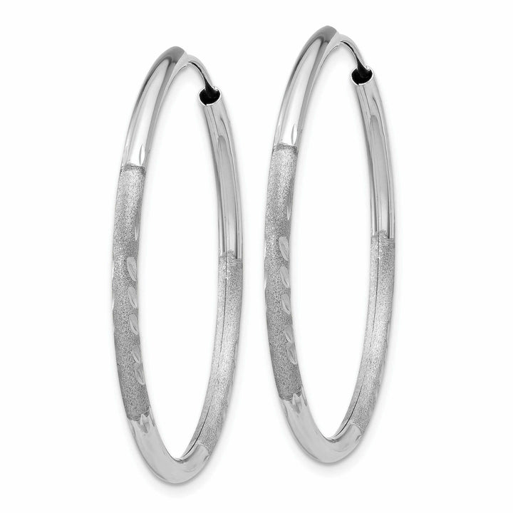 Lovely Rita's Earrings 14 White Gold Diamond Cut Endless Hoop Earrings 2mm x 30mm