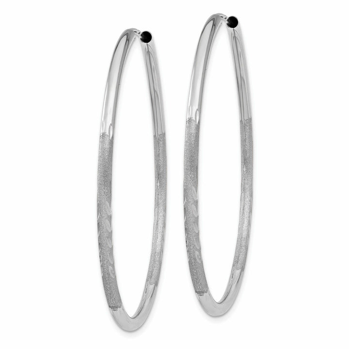 Lovely Rita's Earrings 14 White Gold Diamond Cut Endless Hoop Earrings 2mm x 42mm