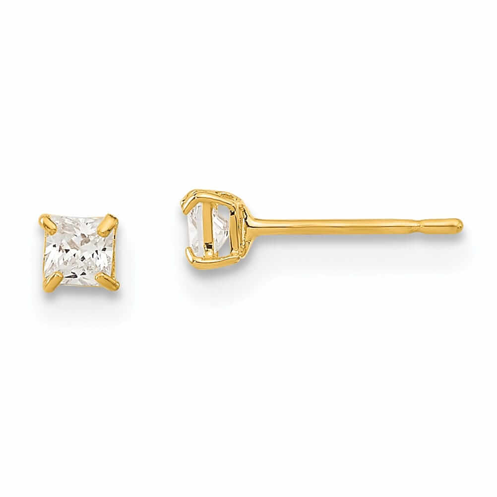 Lovely Rita's Earrings 14k 2.5mm Square Basket Set Stud Earrings
