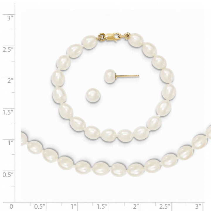 Lovely Rita's Earrings 14k FWC Pearl Bracelet Necklace Earrings Set