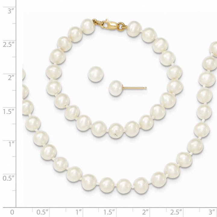 Lovely Rita's Earrings 14k FWC Pearl Bracelet Necklace Earrings Set