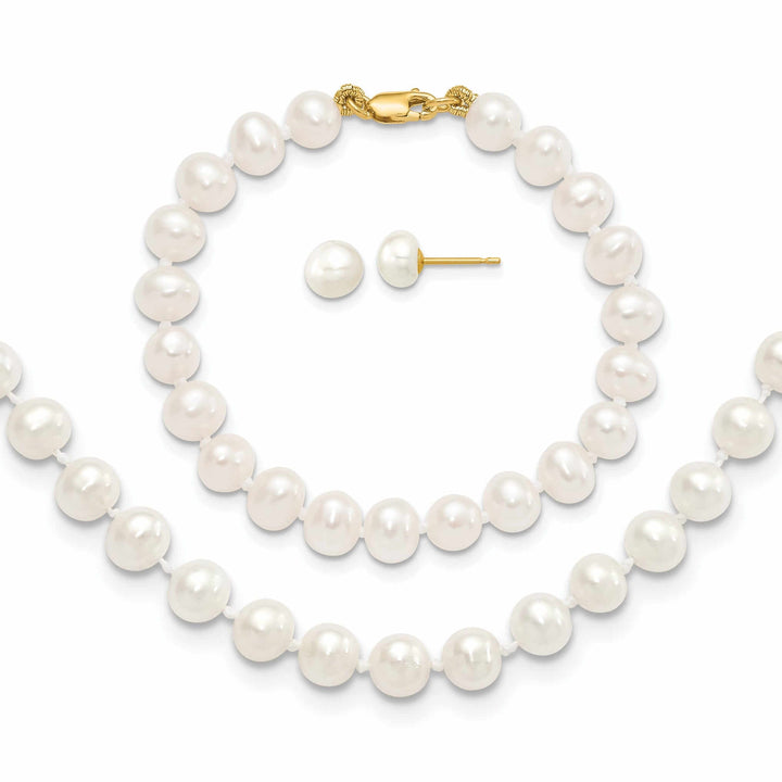 Lovely Rita's Earrings 14k FWC Pearl Bracelet Necklace Earrings Set