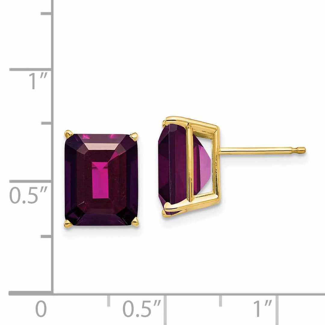 Lovely Rita's Earrings 14k Gold Emerald Cut Rhodalite Garnet Earrings