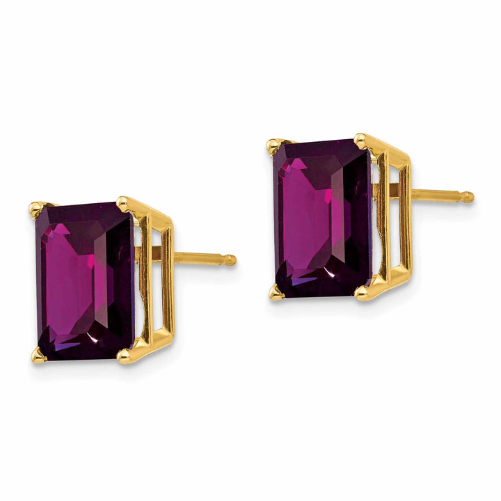 Lovely Rita's Earrings 14k Gold Emerald Cut Rhodalite Garnet Earrings