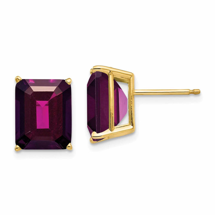 Lovely Rita's Earrings 14k Gold Emerald Cut Rhodalite Garnet Earrings