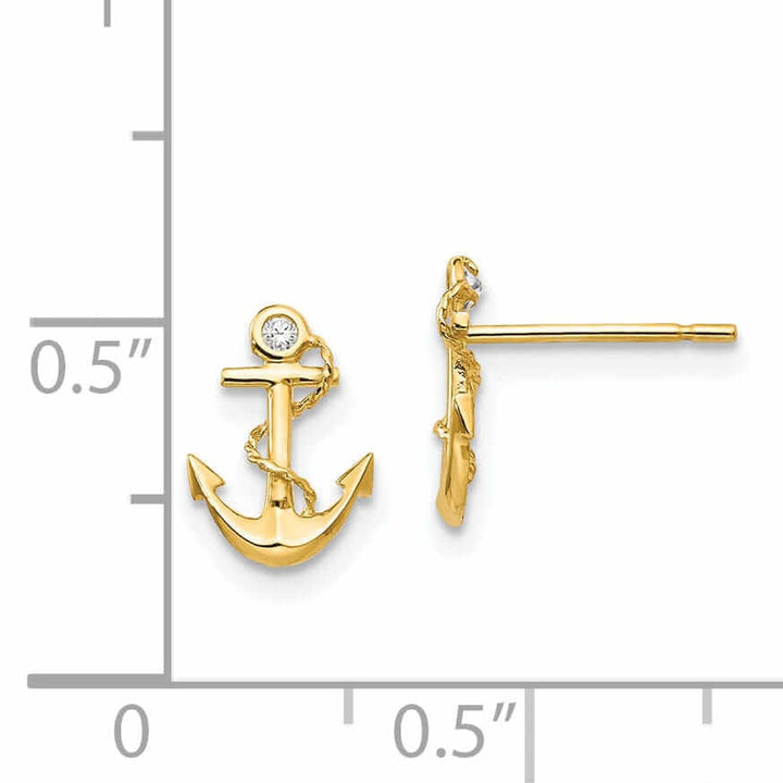 Lovely Rita's Earrings 14k Madi K CZ Childrens Anchor Post Earrings