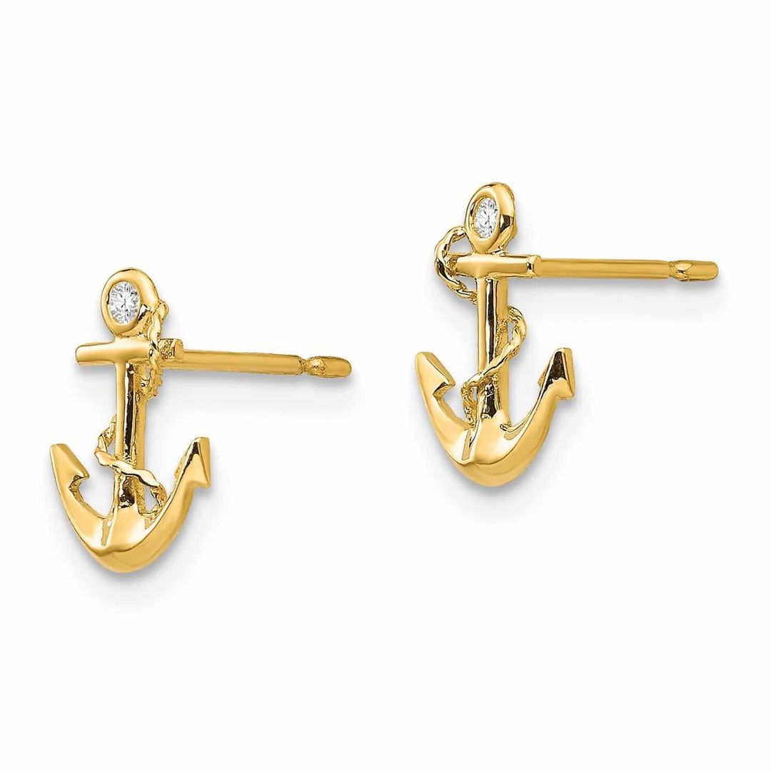 Lovely Rita's Earrings 14k Madi K CZ Childrens Anchor Post Earrings