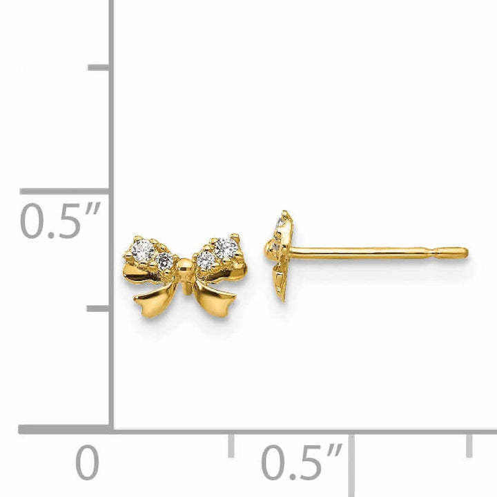Lovely Rita's Earrings 14k Madi K CZ Childrens Bow Post Earrings