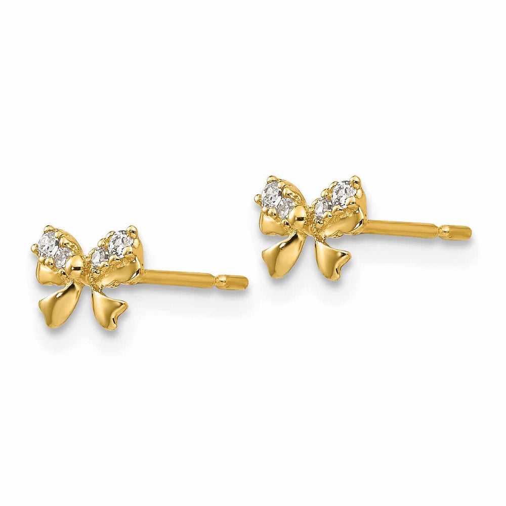Lovely Rita's Earrings 14k Madi K CZ Childrens Bow Post Earrings