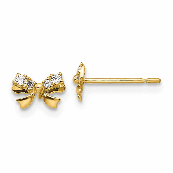 Lovely Rita's Earrings 14k Madi K CZ Childrens Bow Post Earrings