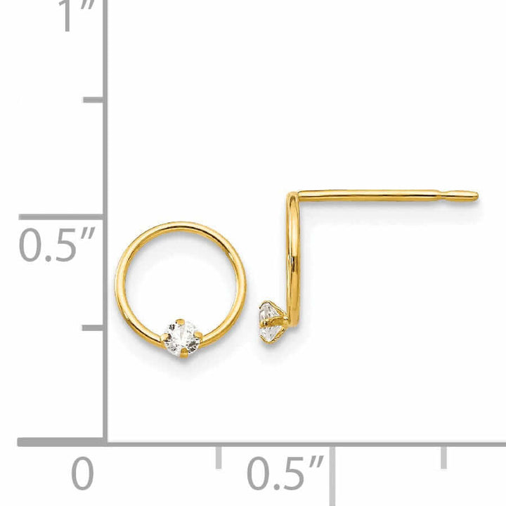 Lovely Rita's Earrings 14k Madi K CZ Childrens Circle Post Earrings