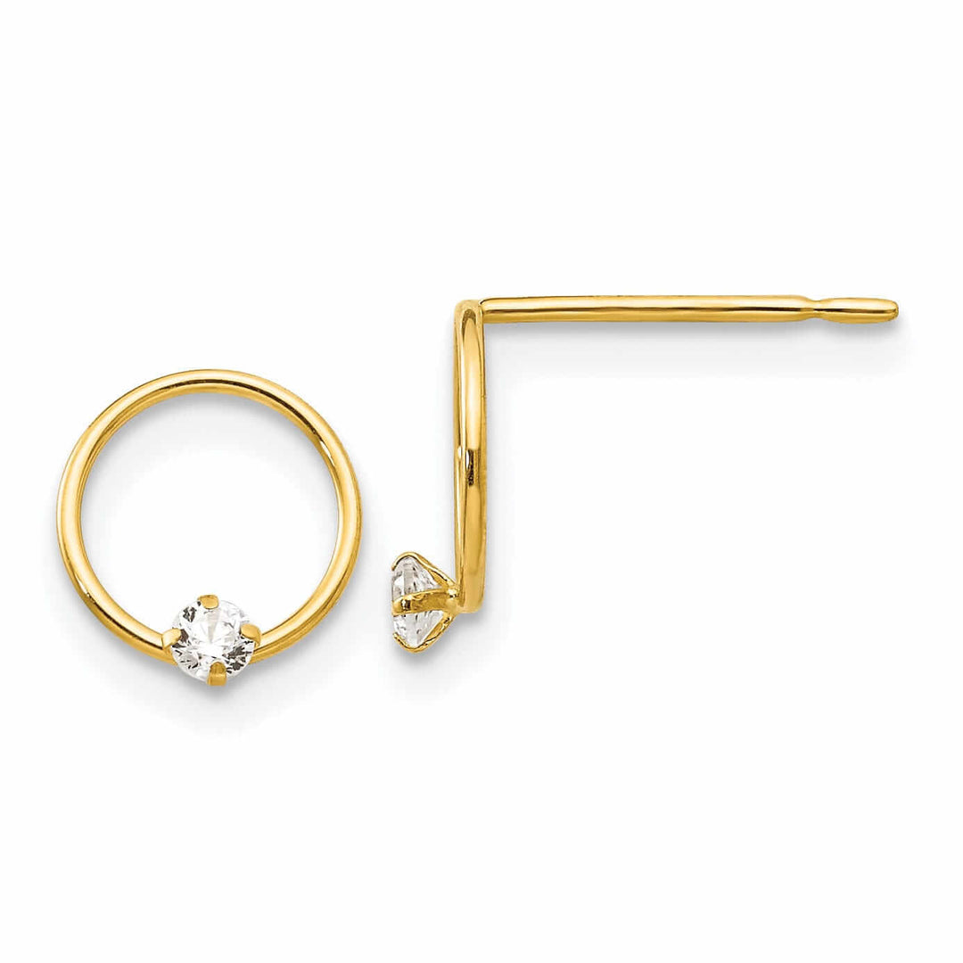 Lovely Rita's Earrings 14k Madi K CZ Childrens Circle Post Earrings
