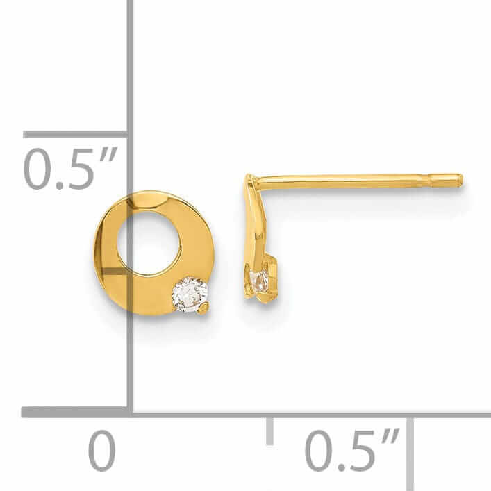 Lovely Rita's Earrings 14k Madi K CZ Childrens Circle Post Earrings