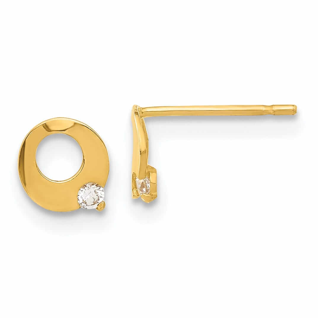 Lovely Rita's Earrings 14k Madi K CZ Childrens Circle Post Earrings