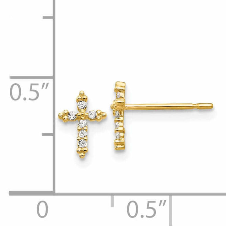 Lovely Rita's Earrings 14k Madi K CZ Childrens Cross Post Earrings
