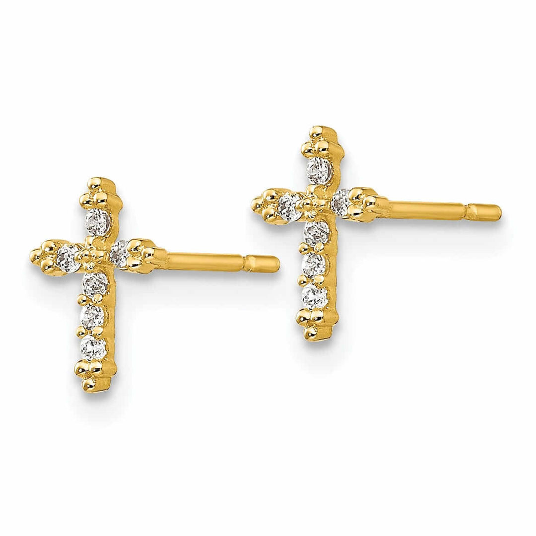 Lovely Rita's Earrings 14k Madi K CZ Childrens Cross Post Earrings