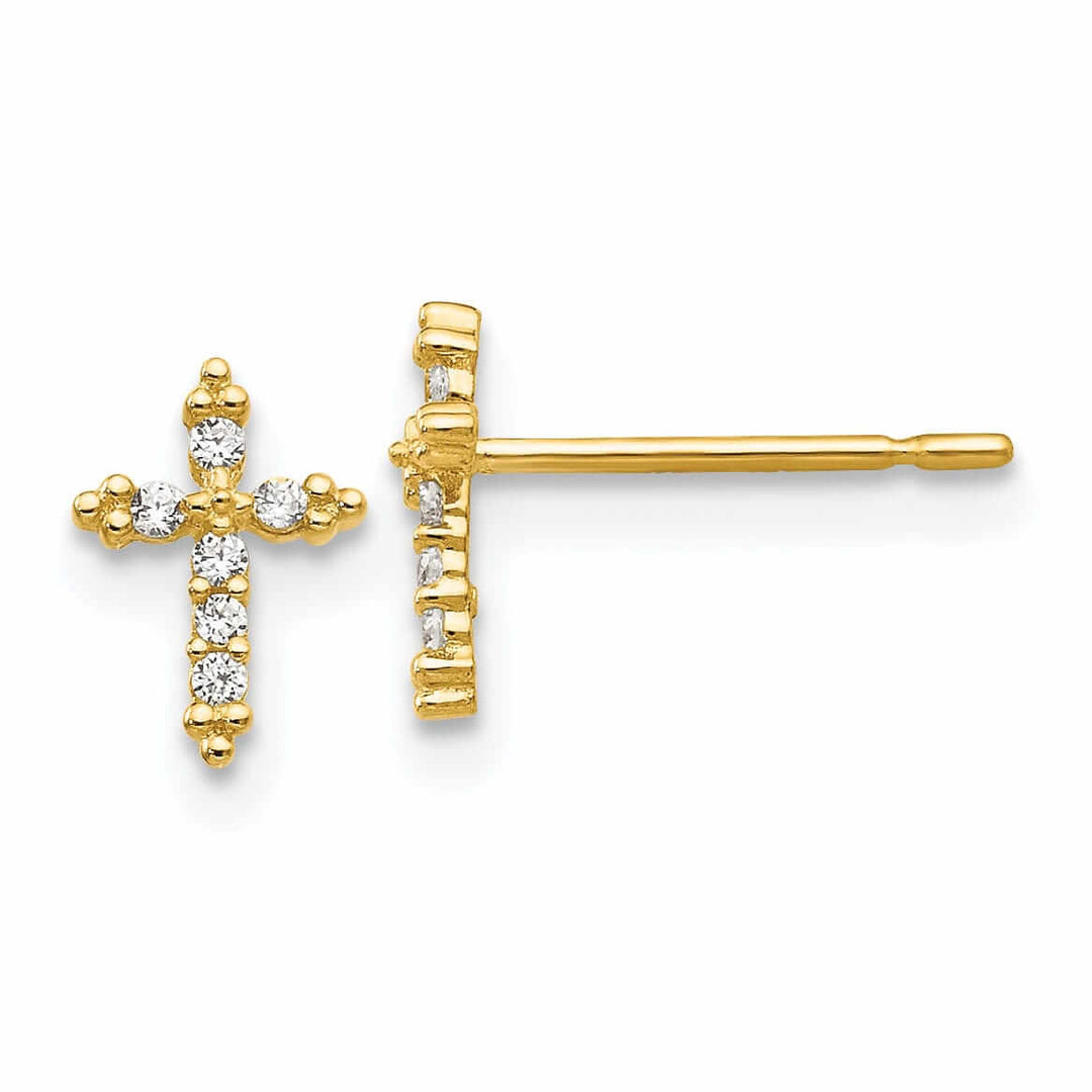 Lovely Rita's Earrings 14k Madi K CZ Childrens Cross Post Earrings