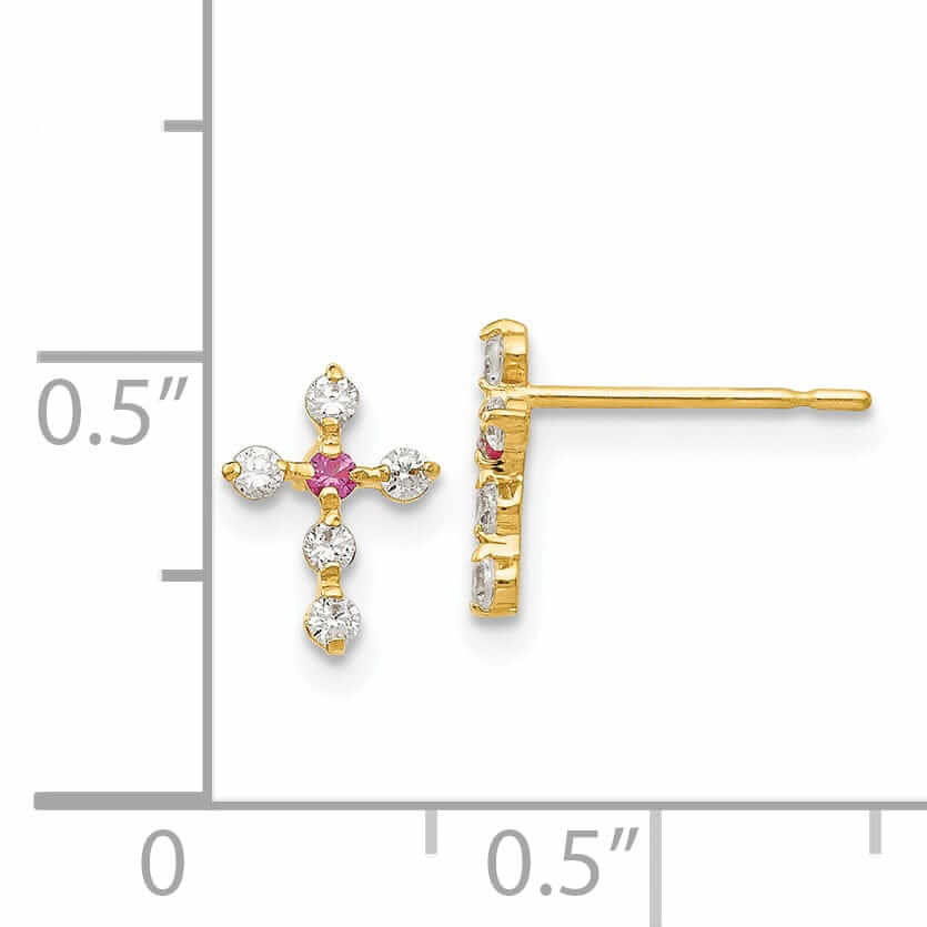 Lovely Rita's Earrings 14k Madi K CZ Childrens Cross Post Earrings