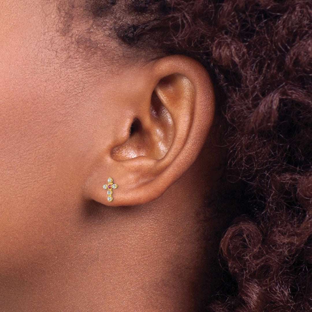 Lovely Rita's Earrings 14k Madi K CZ Childrens Cross Post Earrings
