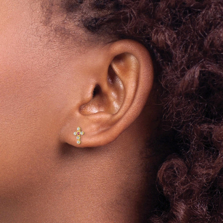 Lovely Rita's Earrings 14k Madi K CZ Childrens Cross Post Earrings