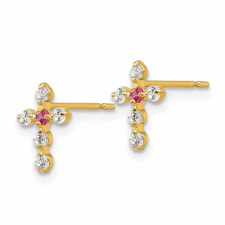 Lovely Rita's Earrings 14k Madi K CZ Childrens Cross Post Earrings