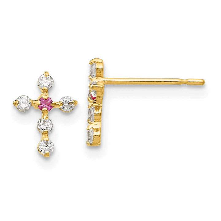 Lovely Rita's Earrings 14k Madi K CZ Childrens Cross Post Earrings