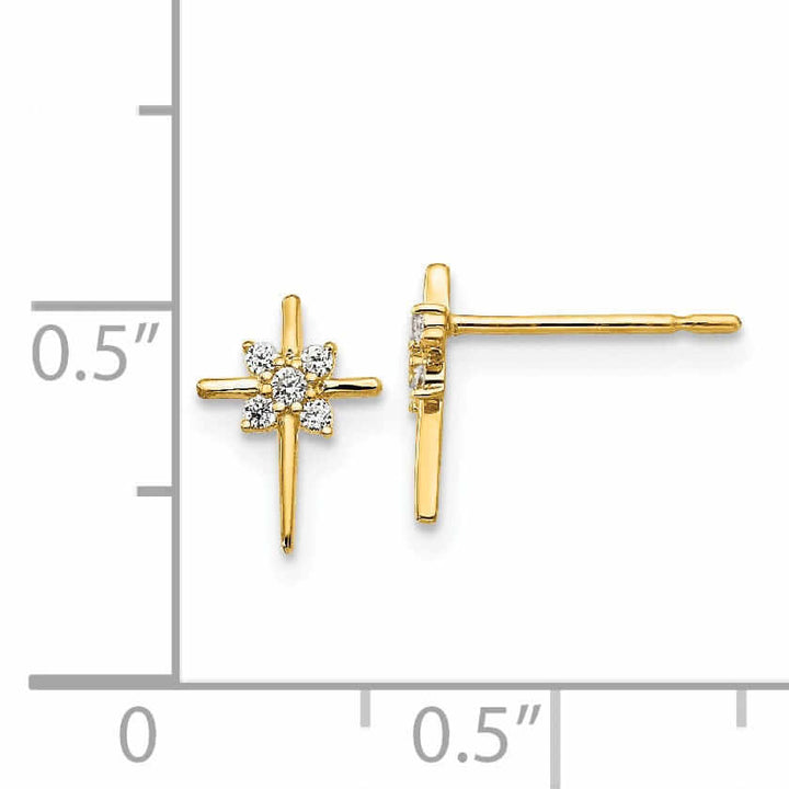 Lovely Rita's Earrings 14k Madi K CZ Childrens Cross Post Earrings