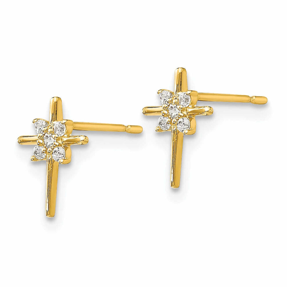Lovely Rita's Earrings 14k Madi K CZ Childrens Cross Post Earrings