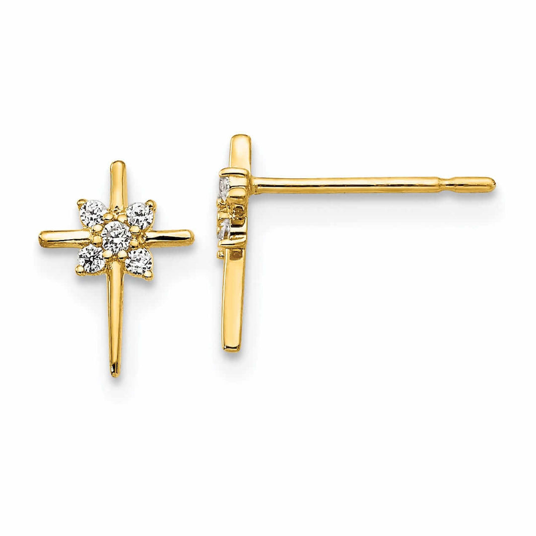Lovely Rita's Earrings 14k Madi K CZ Childrens Cross Post Earrings