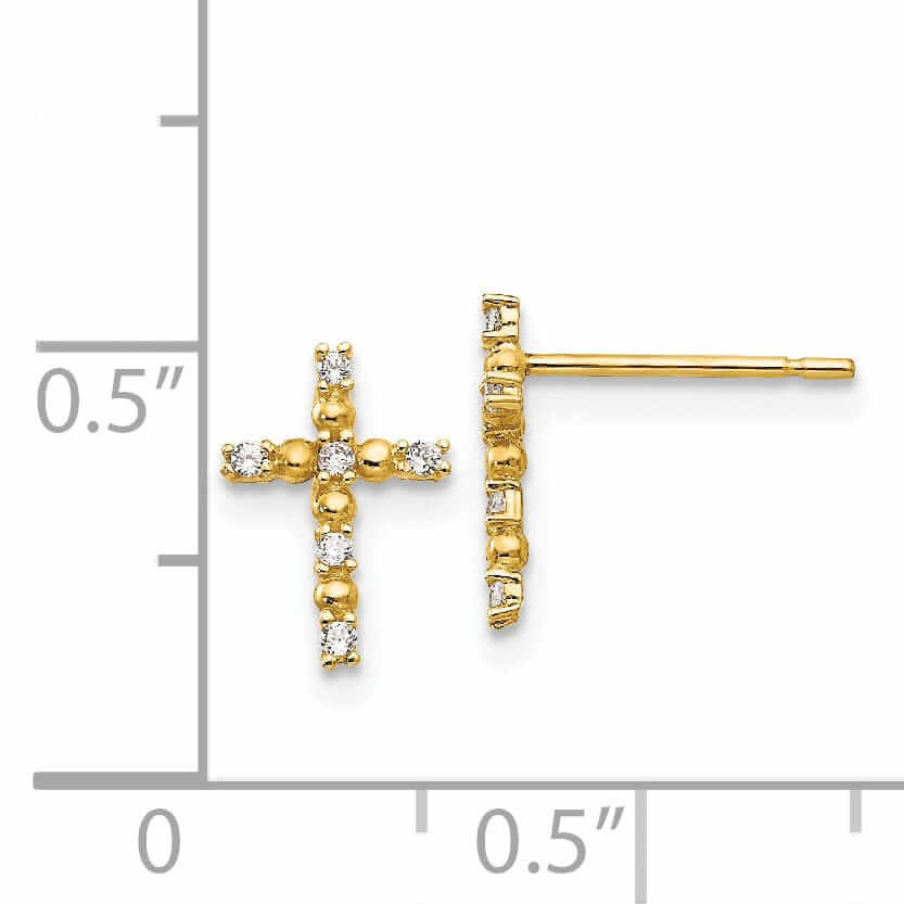 Lovely Rita's Earrings 14k Madi K CZ Childrens Cross Post Earrings