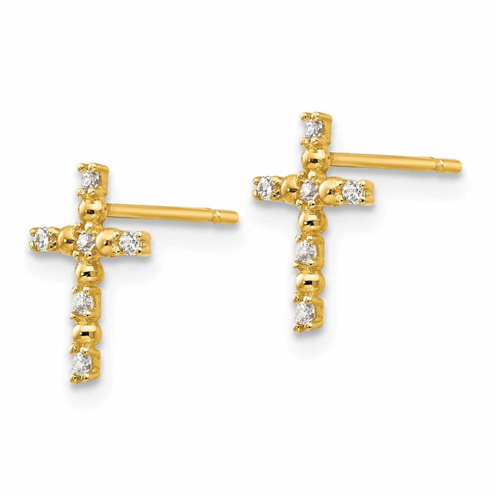 Lovely Rita's Earrings 14k Madi K CZ Childrens Cross Post Earrings