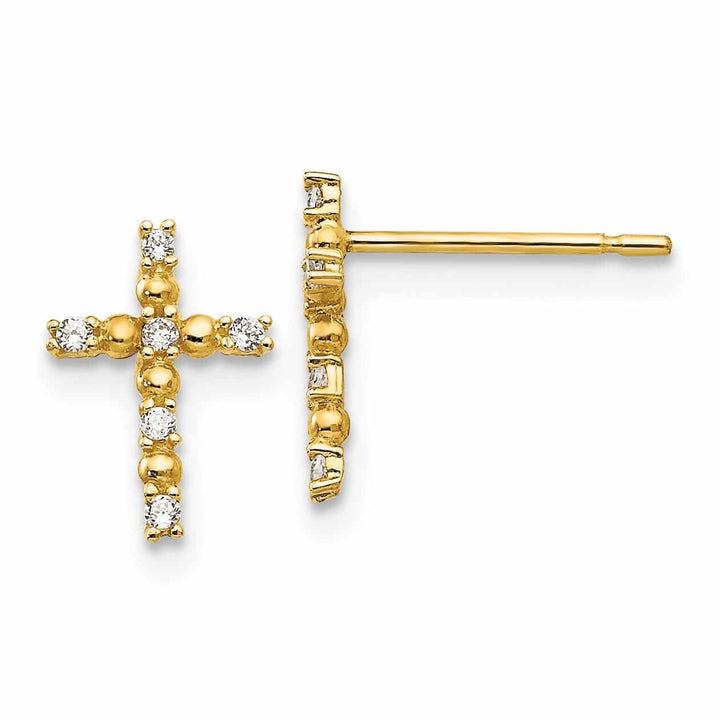 Lovely Rita's Earrings 14k Madi K CZ Childrens Cross Post Earrings