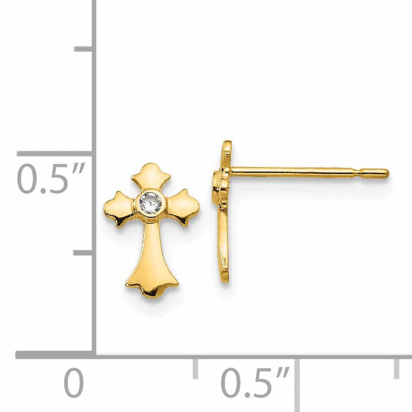 Lovely Rita's Earrings 14k Madi K CZ Childrens Cross Post Earrings