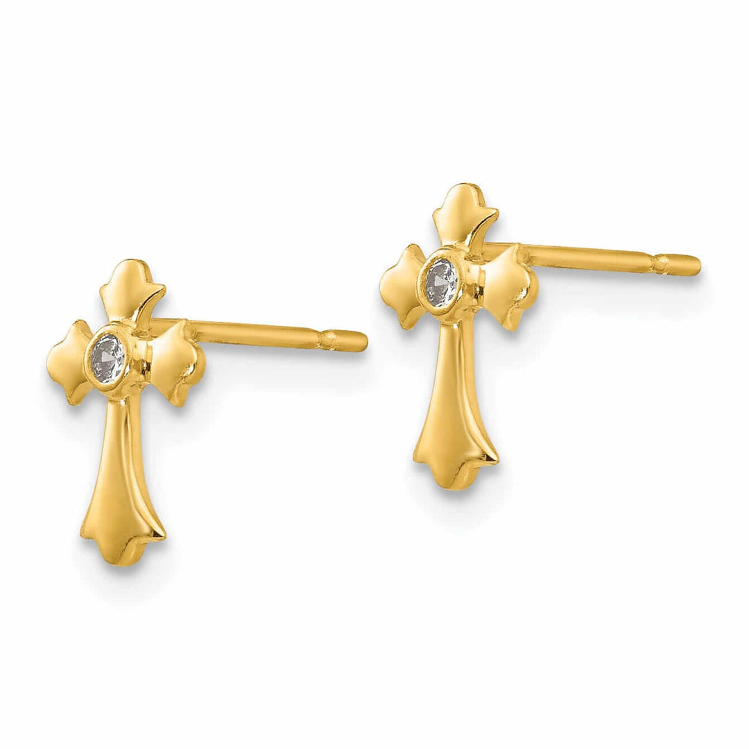 Lovely Rita's Earrings 14k Madi K CZ Childrens Cross Post Earrings