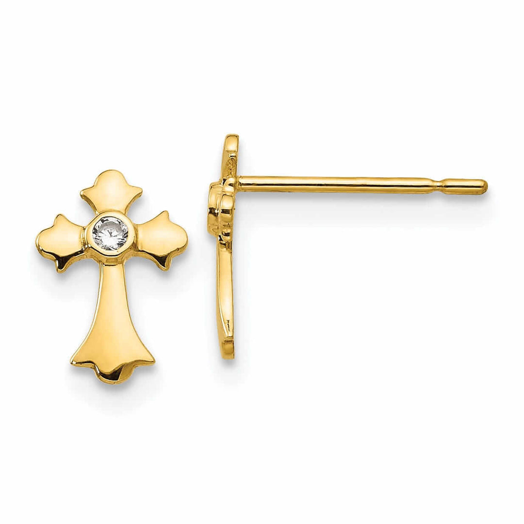 Lovely Rita's Earrings 14k Madi K CZ Childrens Cross Post Earrings
