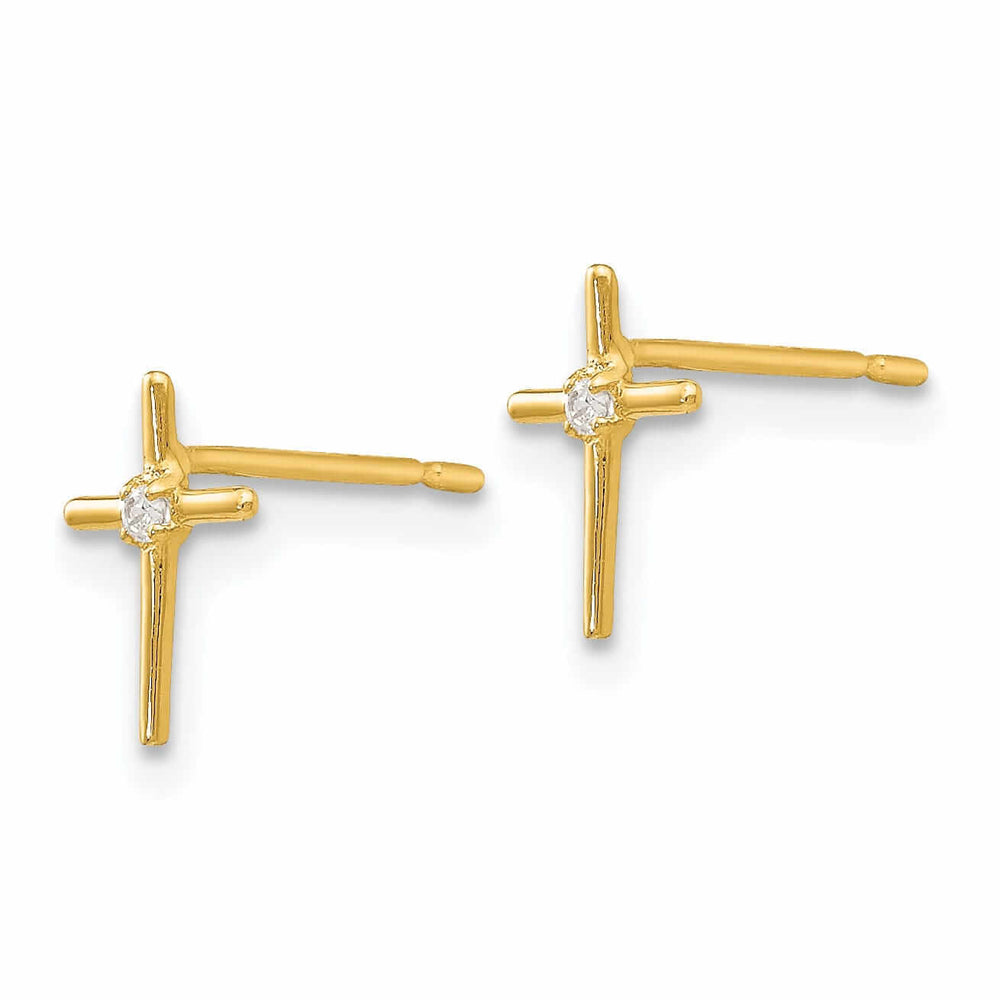Lovely Rita's Earrings 14k Madi K CZ Childrens Cross Post Earrings